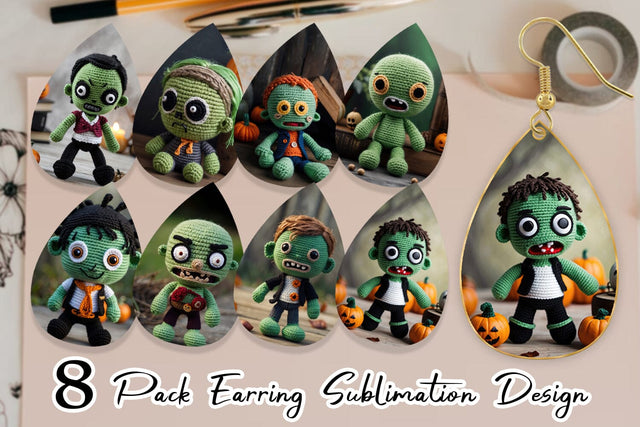 Earring Knitted Zombies Sublimation artnoy 