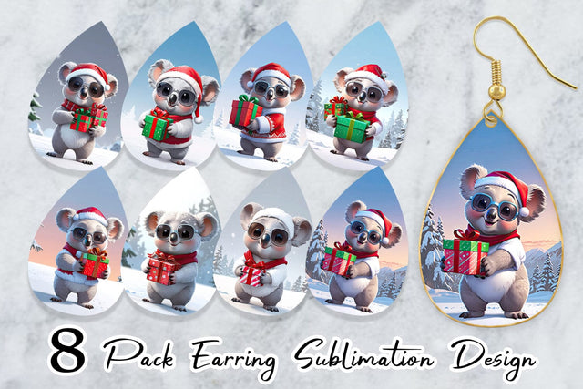 Earring Koala Christmas Sublimation artnoy 