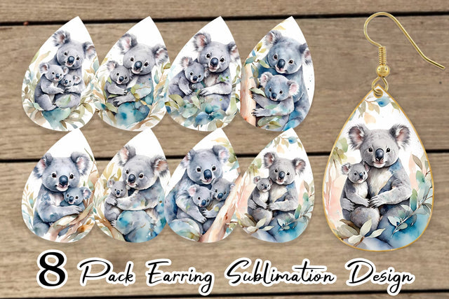 Earring Koala Mother Day Sublimation artnoy 