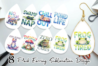 Earring Lazy Frog Zen Sublimation artnoy 