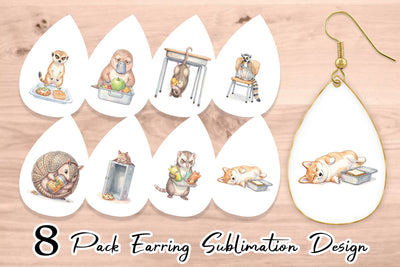 Earring Lazy Lunch Hour School Animal Sublimation artnoy 