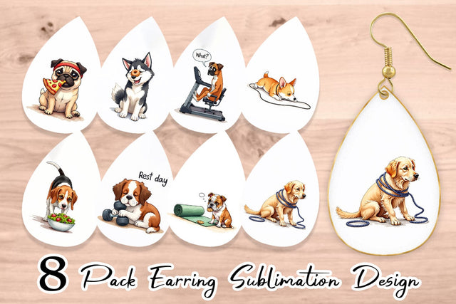 Earring Lazy & Proud Anti-Fitness Dog Sublimation artnoy 
