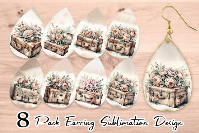 Earring Leather Suitcase Sublimation artnoy 