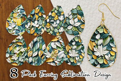 Earring Leaves Pattern Sublimation artnoy 