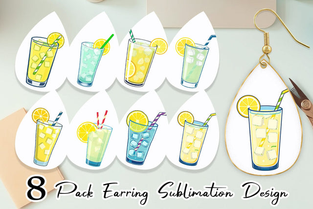Earring Lemonade Glass Sublimation artnoy 