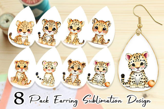 Earring Leopard Wildlife Sublimation artnoy 