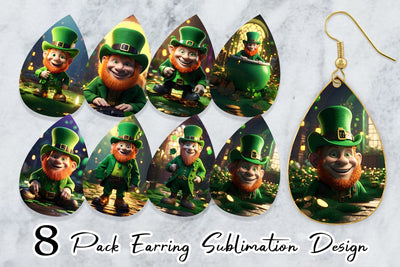 Earring Leprechaun Patrick's Day Sublimation artnoy 