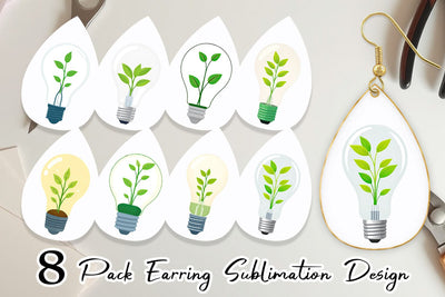 Earring Light Bulb with Plant Sublimation artnoy 