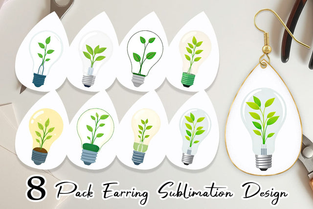 Earring Light Bulb with Plant Sublimation artnoy 