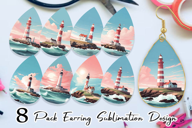 Earring Lighthouse Illustration Sublimation artnoy 