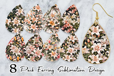 Earring Lily Pattern Sublimation artnoy 