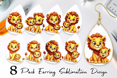Earring Lion Mother's Day Sublimation artnoy 