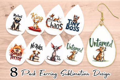 Earring Little Tyrant Canine Watercolor Quotes Sublimation artnoy 