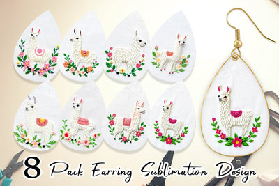 Earring Llama Embroidery Sublimation artnoy 