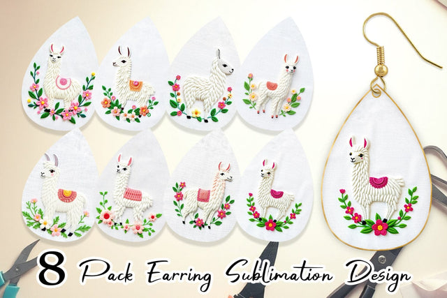 Earring Llama Embroidery Sublimation artnoy 