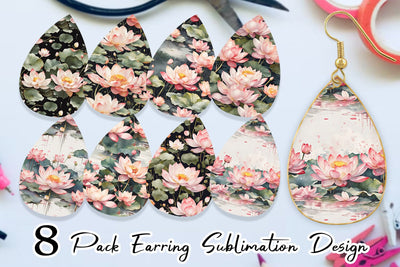 Earring Lotus Pattern Sublimation artnoy 