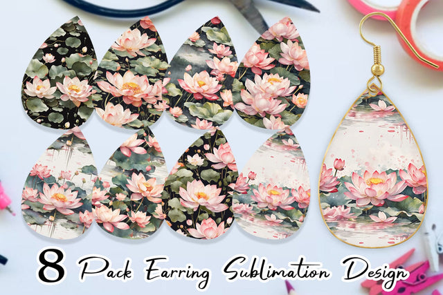 Earring Lotus Pattern Sublimation artnoy 