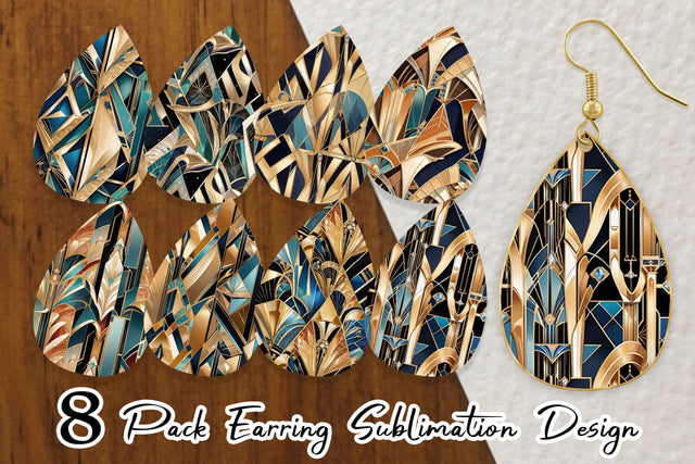 Earring Luxury Art Deco Geometric Sublimation artnoy 