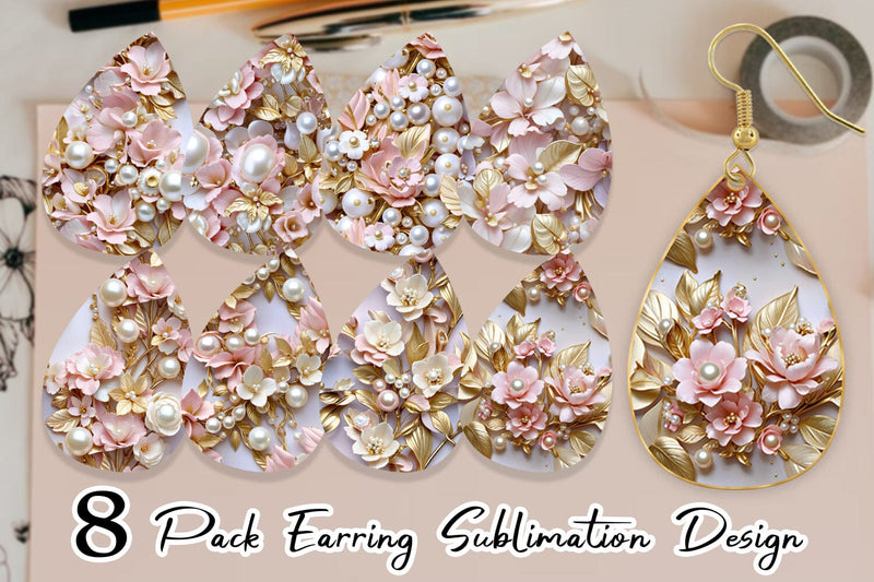 Earring Luxury Flowers Pattern Sublimation artnoy 