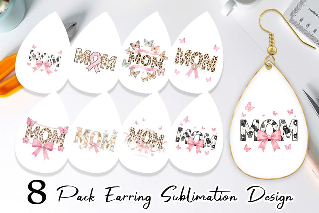 Earring Luxury Watercolor MOM Pearl Sublimation artnoy 