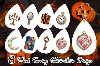 Earring Macabre Gothic Curio Patchwork Sublimation artnoy 