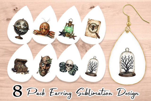 Earring Macabre Gothic Scholar Desk Sublimation artnoy 