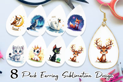 Earring Magical Midnight Celebration 2026 Animals Sublimation artnoy 