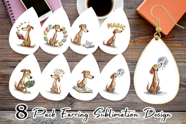 Earring Magical Storytime Dog Watercolor Sublimation artnoy 