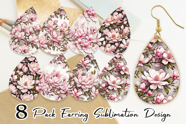 Earring Magnolia Pattern Sublimation artnoy 