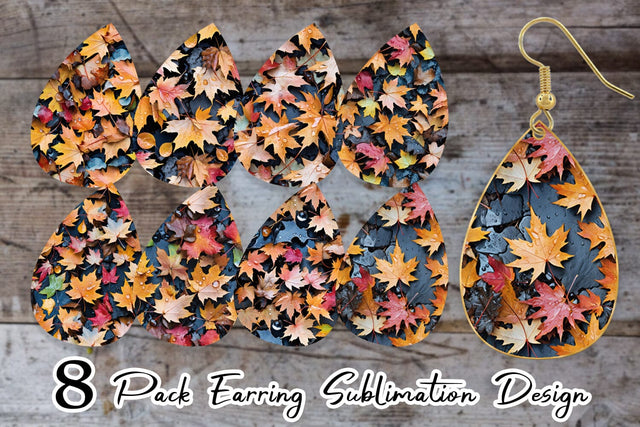 Earring Maple Leaves Pattern Sublimation artnoy 