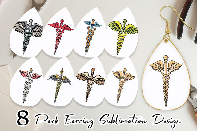 Earring Medical Caduceus Sublimation artnoy 