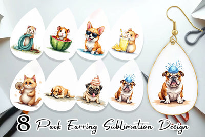 Earring Melting Summer Pets Sublimation artnoy 
