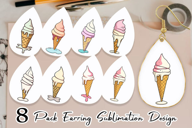 Earring Melty Ice Cream Sublimation artnoy 