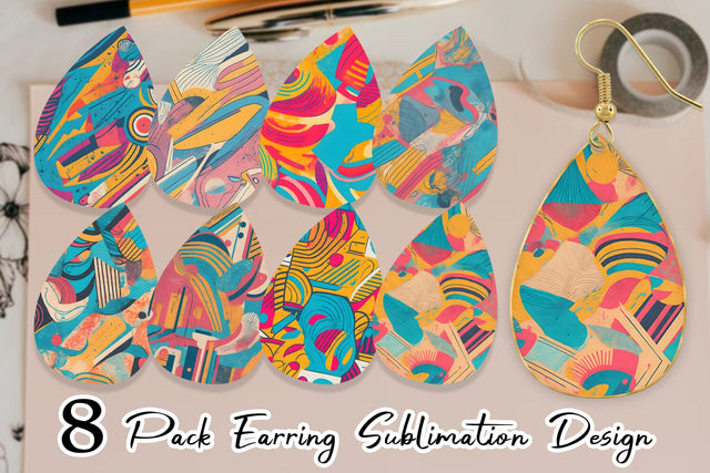 Earring Memphis Watercolor Sublimation artnoy 