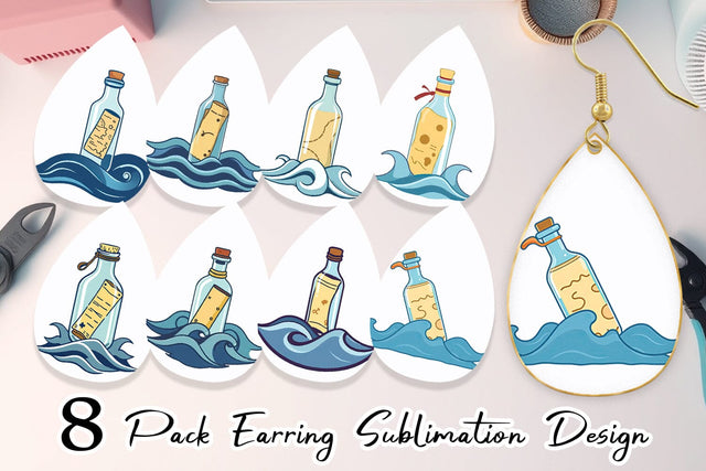 Earring Message in a Bottle Sublimation artnoy 