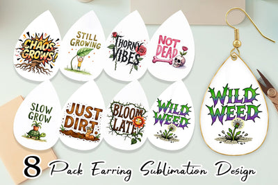 Earring Messy Growth Reluctant Blooming Sublimation artnoy 