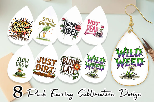 Earring Messy Growth Reluctant Blooming Sublimation artnoy 