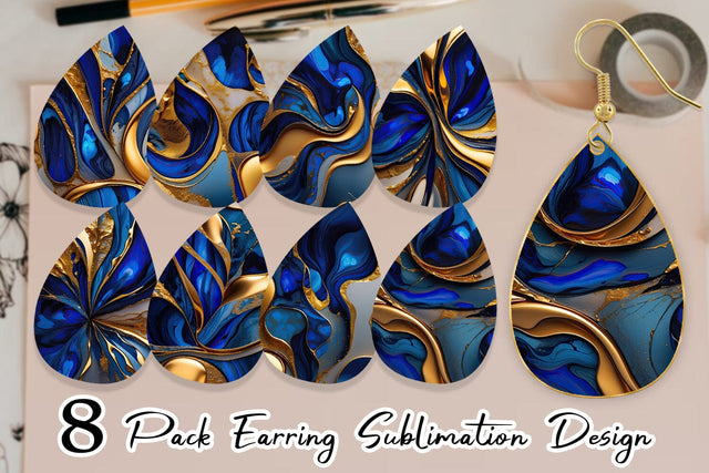 Earring Metallic Marble Abstract Sublimation artnoy 