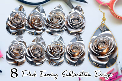 Earring Metallic Rose Sublimation artnoy 