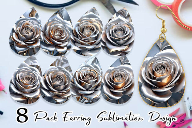 Earring Metallic Rose Sublimation artnoy 