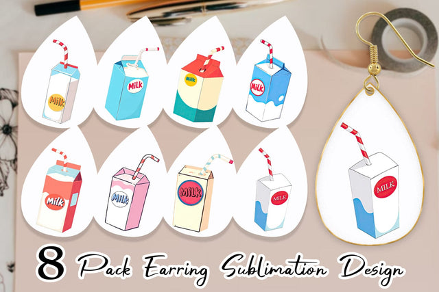 Earring Milk Box with Straw Sublimation artnoy 