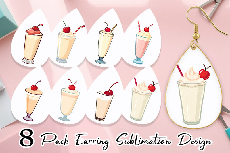 Earring Milkshake with Cherry Sublimation artnoy 
