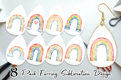 Earring Minimalist Boho Rainbow Sublimation artnoy 