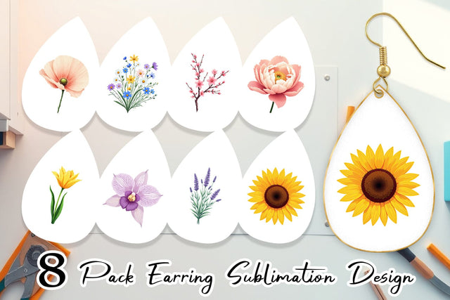 Earring Minimalist Florals Sublimation artnoy 