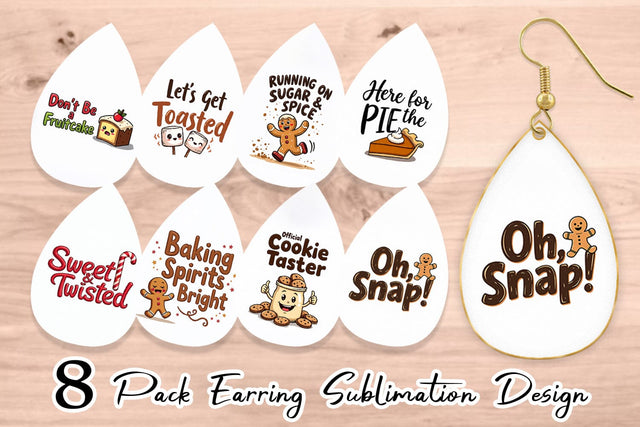 Earring Misfit Holiday Treats: Funny Foodie Quotes Sublimation artnoy 