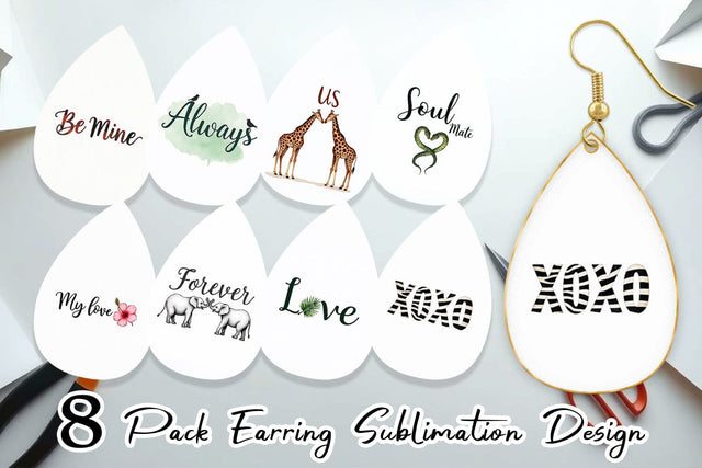Earring Modern Jungle Heart Minimalist Valentine Quotes Sublimation artnoy 