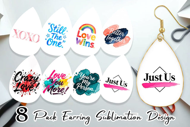 Earring Modern Love Notes Watercolor Sublimation artnoy 