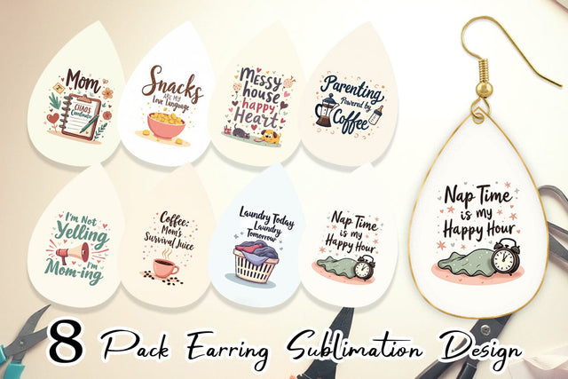 Earring Mom Humor Quotes Sublimation artnoy 
