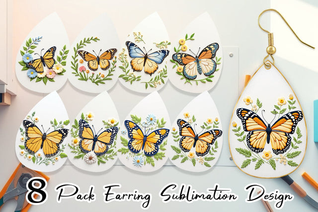Earring Monarch Butterfly Sublimation artnoy 