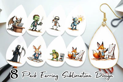 Earring Monday Morning Zombies Office Coffee Humor Sublimation artnoy 